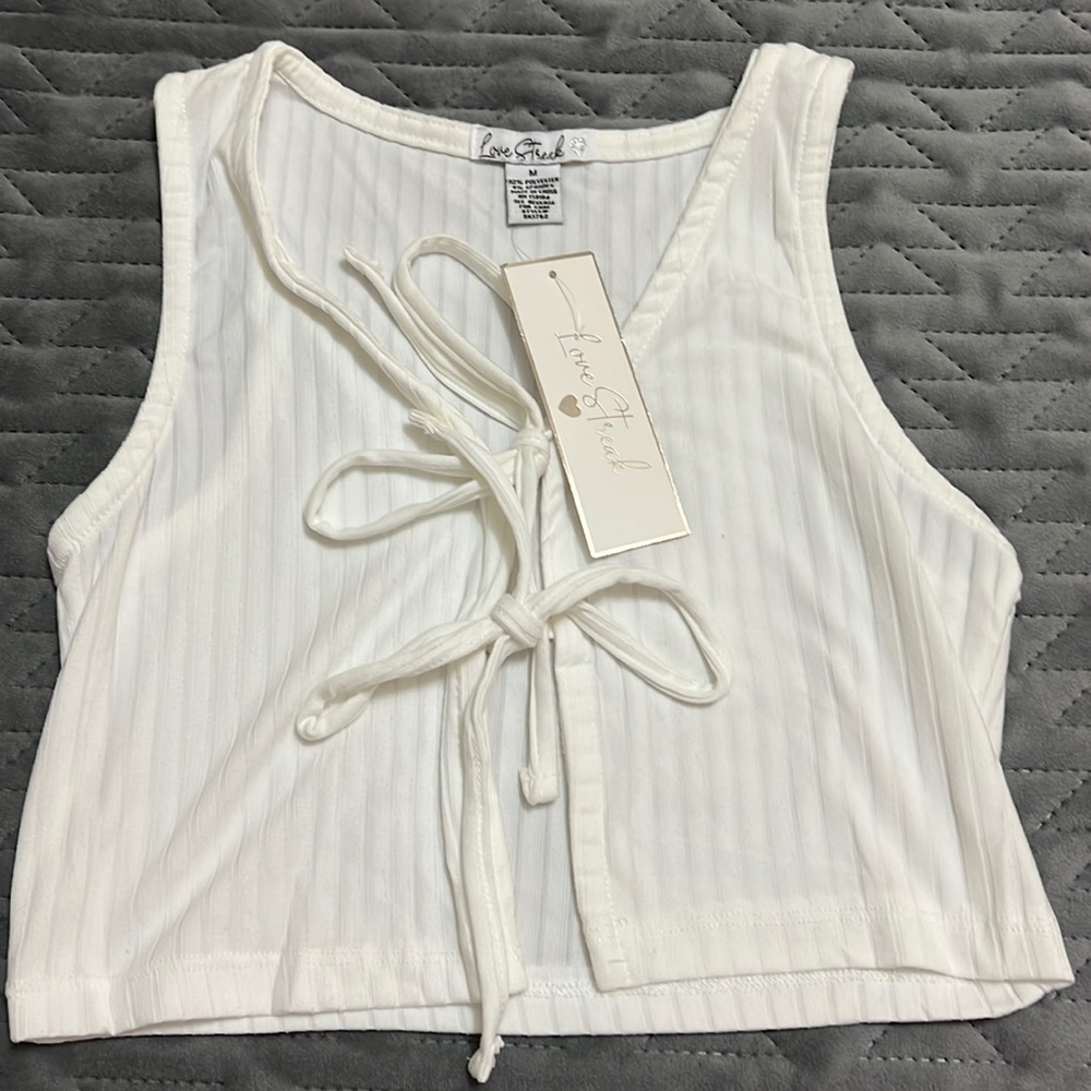 Love Streak White Tie Crop